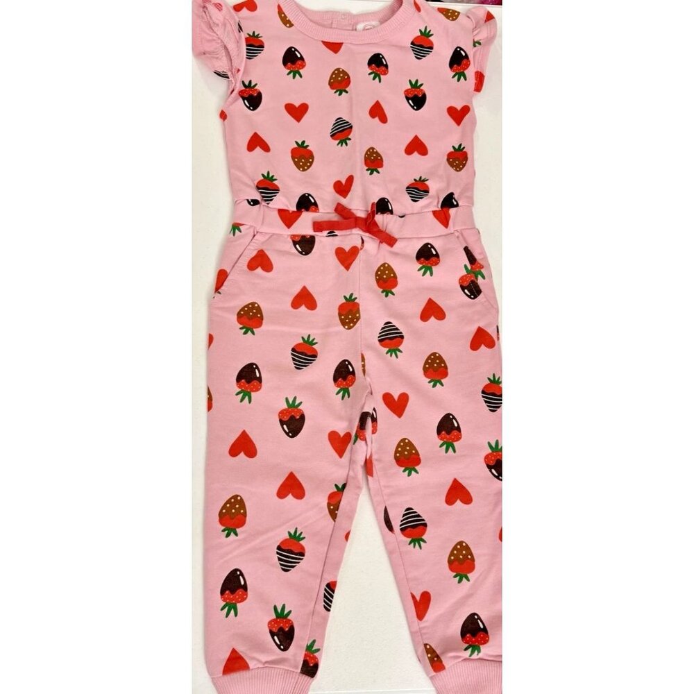Wonder Nation TODDLER GIRLS Strawberry Heart Romper SIZE 5T Pink NEW